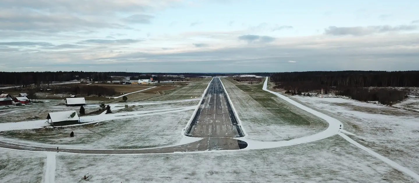 Landningsbana i frost väder